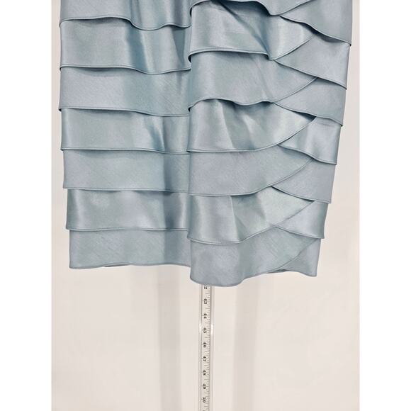 Jessica Howard Womens 12 Midi Length Formal Dress Light Blue Tiered Rhinestone - Picture 2 of 5